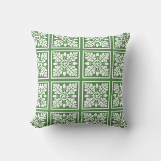 Cojín Decorativo Diseño de mosaico de hojas y gallo verde