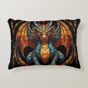 Cojín Decorativo Diseño de mosaico de vidrio manchado Cute Dragon