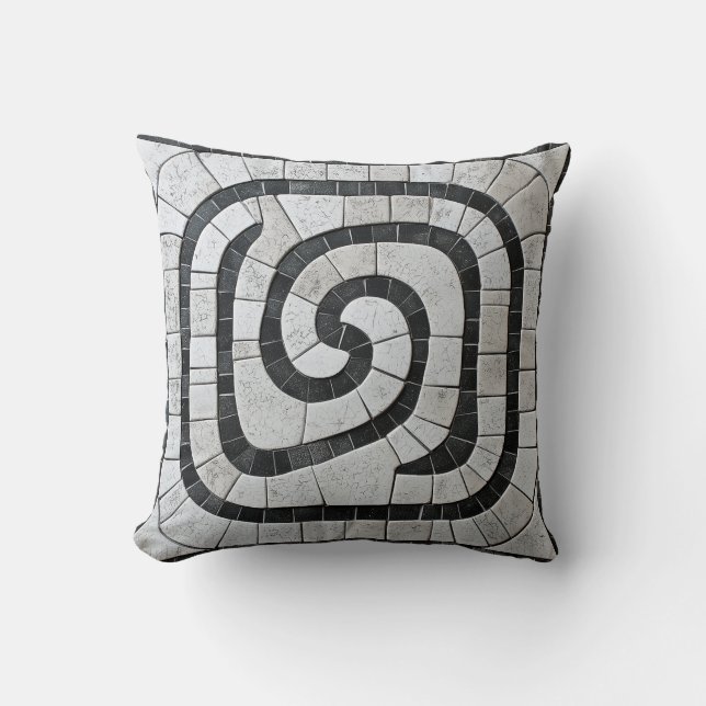 Cojín Decorativo Diseño de mosaico espiral craqueado (Anverso)