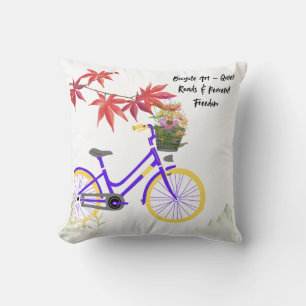 Cojín Decorativo Diseño de Motivación de Bicicleta Floral