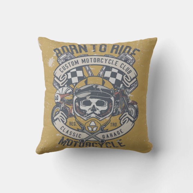 Cojín Decorativo Diseño de motocicleta retro (Reverso)