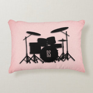 Cojín Decorativo Diseño de música monograma conjunto de tambores 