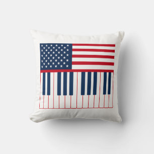 Cojín Decorativo Diseño de música para teclado de piano de bandera