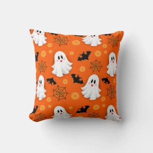 Cojín Decorativo Diseño de naranja fantasma de Halloween