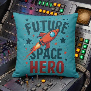 Cojín Decorativo Diseño de nave espacial retro de héroe espacial fu