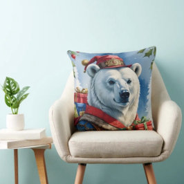 Cojín Decorativo Diseño de Navidad de Santa Oso Polar
