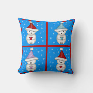 Cojín Decorativo Diseño de Navidades de colores de osos polares