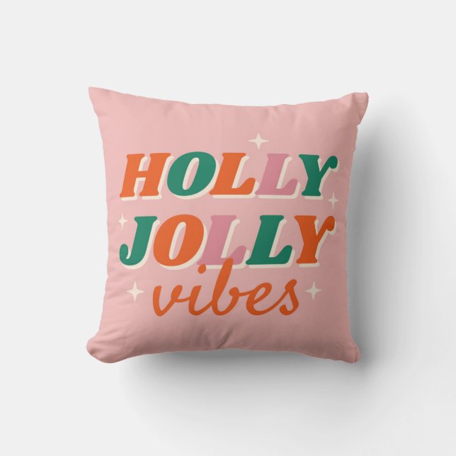 Cojín Decorativo Diseño de Navidades de Fun Holly Jolly Vibes (Anverso)