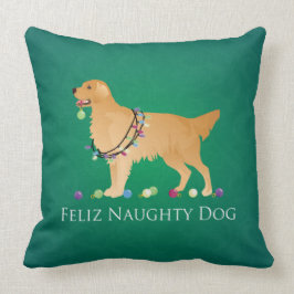 Cojín Decorativo Diseño de Navidades de Golden Retriever