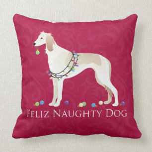 Cojín Decorativo Diseño de Navidades de perro Saluki Feliz Naughty