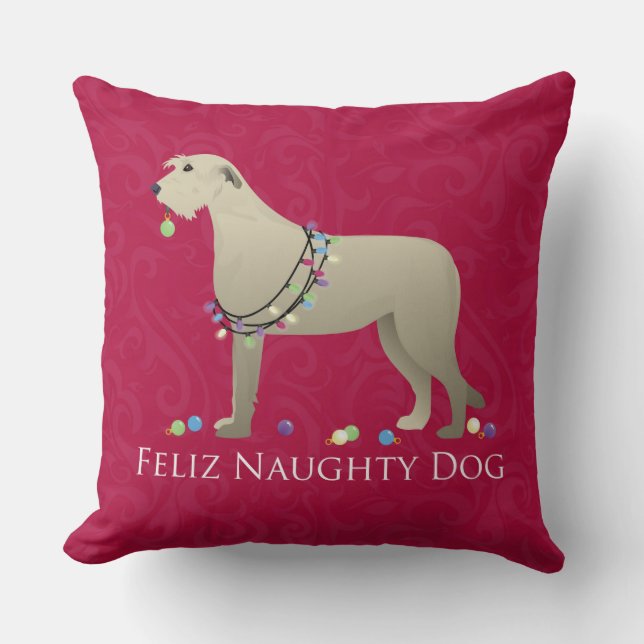 Cojín Decorativo Diseño de Navidades Wolfhound de Irlanda (Anverso)