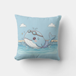 Cojín Decorativo Diseño de niños de ballena linda nadando