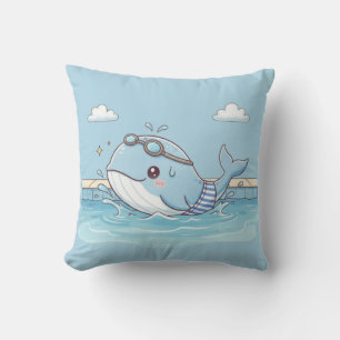Cojín Decorativo Diseño de niños de ballena linda nadando
