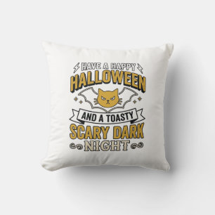 Cojín Decorativo Diseño de noche oscura gato espeluznante de Hallow