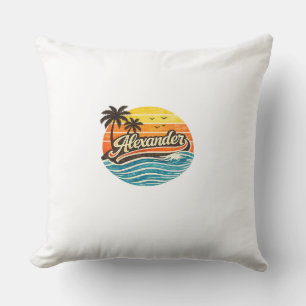 Cojín Decorativo Diseño de nombre Alexander Retro Sunset