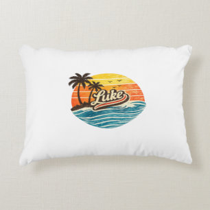 Cojín Decorativo Diseño de nombre de puesta de sol retro de Luke