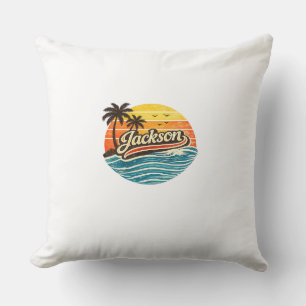 Cojín Decorativo Diseño de nombre Jackson Retro Sunset