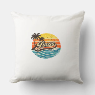 Cojín Decorativo Diseño de nombre Lucas Atardecer Retro