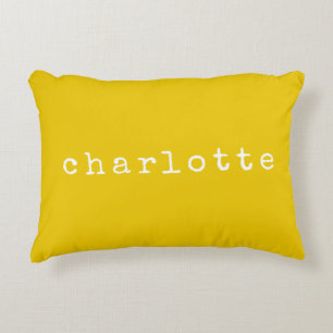 Cojín Decorativo Diseño de nombre minimalista simple en amarillo pe