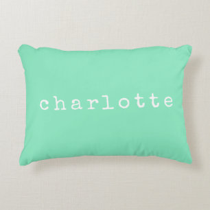 Cojín Decorativo Diseño de nombre minimalista simple en verde menta