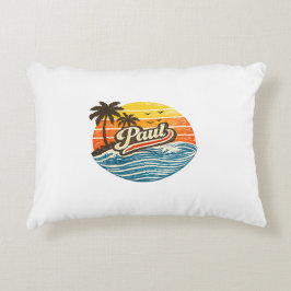 Cojín Decorativo Diseño de nombre Paul Retro Sunset