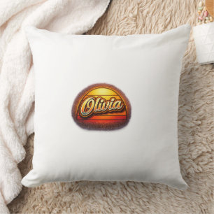 Cojín Decorativo Diseño de nombre personalizado Olivia Retro Sunset