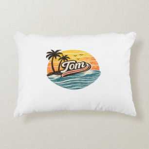 Cojín Decorativo Diseño de nombre puesta de sol retro Tom