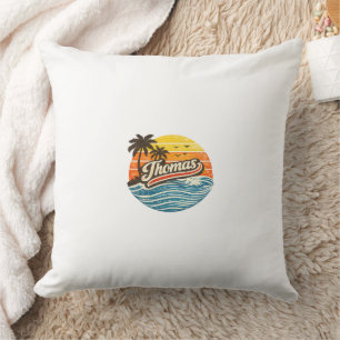Cojín Decorativo Diseño de nombre Thomas Atardecer Retro