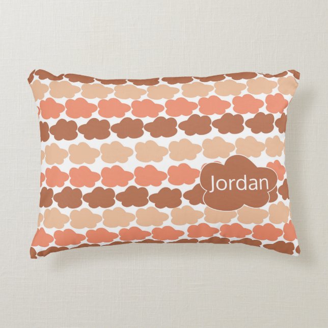 Cojín Decorativo Diseño de nubes de terracota para guardería natura (Anverso)