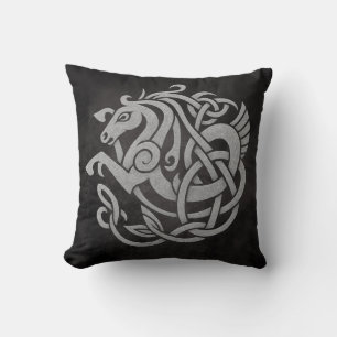 Cojín Decorativo Diseño de Nudo de Caballo Mitológico Nórdico
