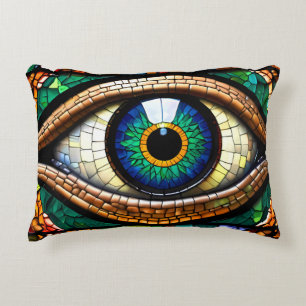Cojín Decorativo Diseño de ojos de cristal manchado de mosaico cúci