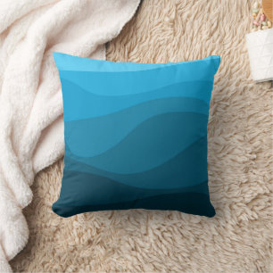 Cojín Decorativo Diseño de olas de estilo retro océano ondulado azu