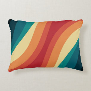 Cojín Decorativo Diseño de ondas de estilo retro multicolor