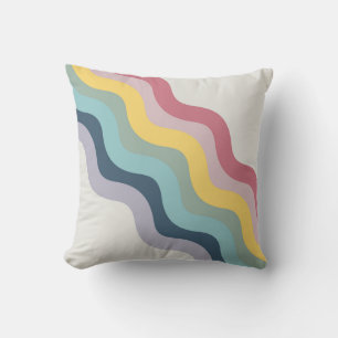 Cojín Decorativo Diseño de ondas diagonales de color de estilo retr