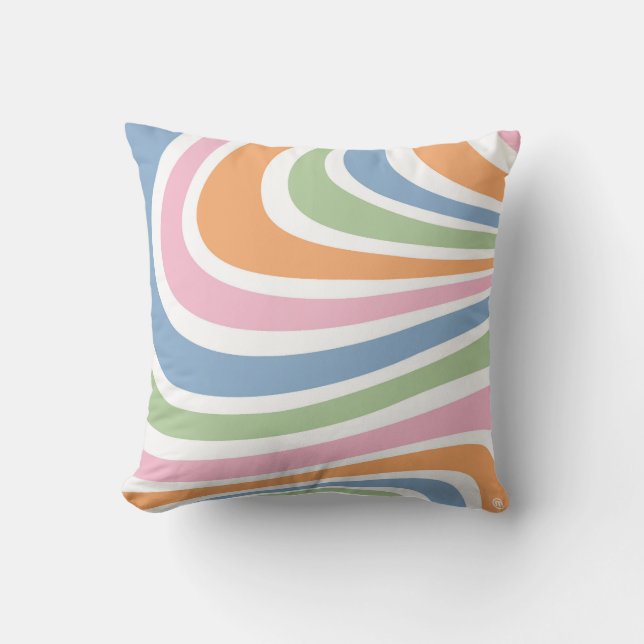 Cojín Decorativo Diseño de ondas retro (Anverso)