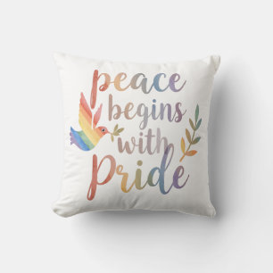 Cojín Decorativo Diseño de Orgullo con Paz   Cita LGBTQ+
