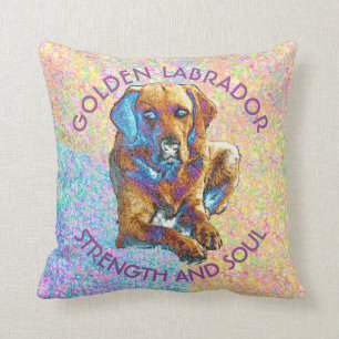 Cojín Decorativo Diseño de oro psicodélico del labrador retriever