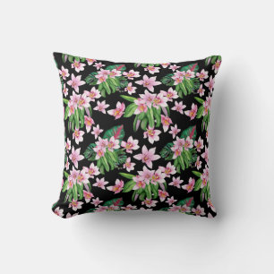 Cojín Decorativo Diseño de orquídeas en acuarela 27