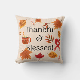 Cojín Decorativo Diseño de otoño bendito y agradecido