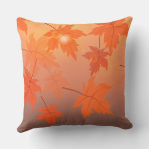 Cojín Decorativo Diseño de otoño con hojas de arce y efecto bokeh
