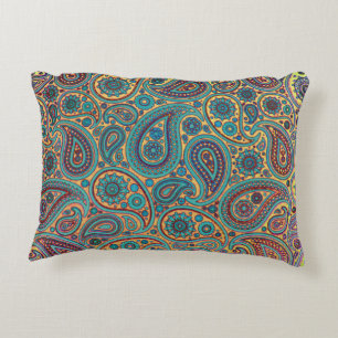 Cojín Decorativo diseño de paisley turquesa