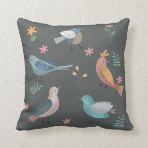 Cojín Decorativo Diseño de pájaros de Bonito y flores
