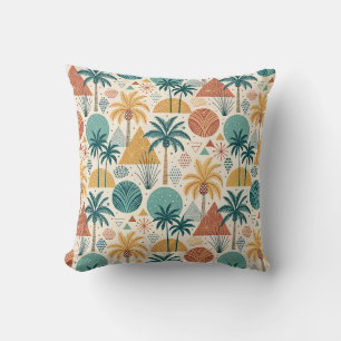 Cojín Decorativo Diseño de palmeras tropicales de verano y sol geom