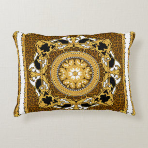 Cojín Decorativo Diseño de pañuelo de seda con huella animal y do