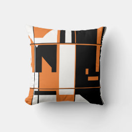 Cojín Decorativo Diseño de parches en Naranja y blanco negro en MCM