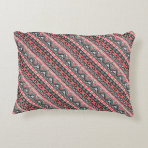Cojín Decorativo Diseño de patrón azteca gris rojo lindo