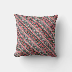 Cojín Decorativo Diseño de patrón azteca gris rojo lindo