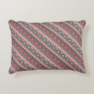 Cojín Decorativo Diseño de patrón azteca gris rojo lindo