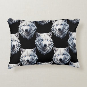 Cojín Decorativo Diseño de patrón de cabeza de lobo blanco
