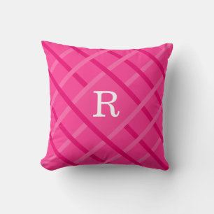 Cojín Decorativo Diseño de patrón de franjas rosadas Single Inicial